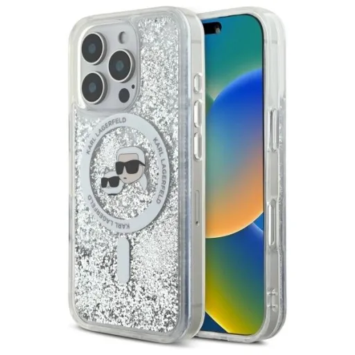 Karl Lagerfeld Liquid Glitter Karl & Choupette Head Magsafe iPhone 16 Pro tok