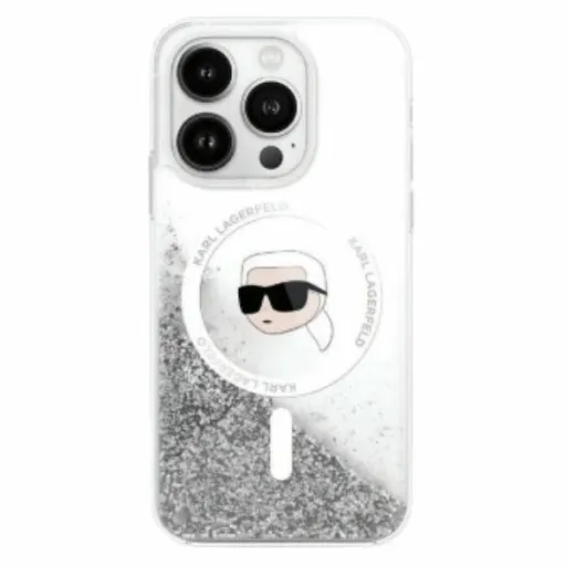 Karl Lagerfeld Liquid Glitter Karl Head Magsafe tok iPhone 16 Pro - Átlátszó