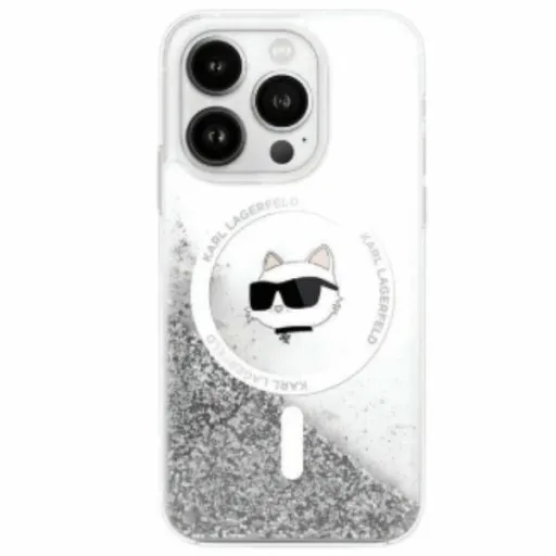 Karl Lagerfeld Liquid Glitter Choupette Head Magsafe iPhone 16 tok - Átlátszó