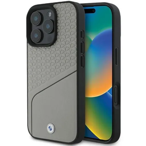 BMW Sign Bőr Textured és Line MagSafe iPhone 16 Pro tok - Szürke BMW Sign Bőr Textured és Line MagSafe iPhone 16 Pro tok - Szürke