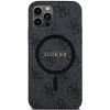 Guess 4G Kollekció Bőr Fém Logós MagSafe tok iPhone 12 Pro / iPhone 12 - Fekete tok - 1. kép