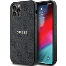 Guess 4G Kollekció Bőr Fém Logós MagSafe tok iPhone 12 Pro / iPhone 12 - Fekete tok