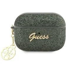 Guess GUAP2GLGSHA AirPods Pro 2 tok zöld/keki Glitter Flake 4G Charm tok