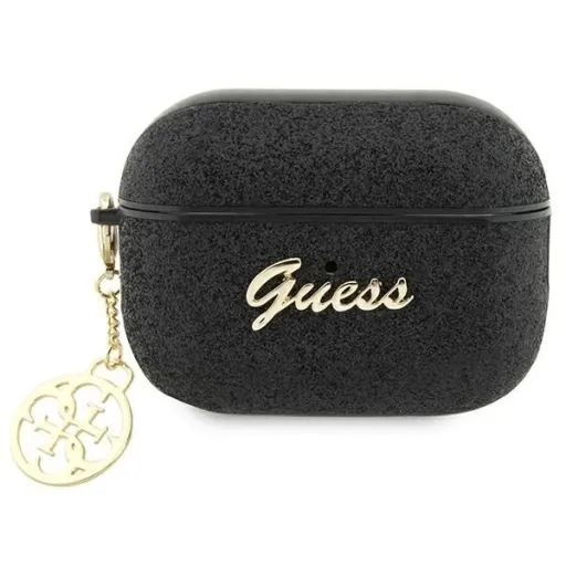 Guess GUAP2GLGSHK AirPods Pro 2 tok fekete/fekete Glitter Flake 4G Charm