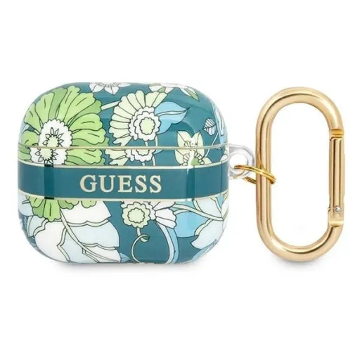 Guess GUA3HHFLN AirPods 3 tok zöld/virágmintás Flower Strap kollekció,