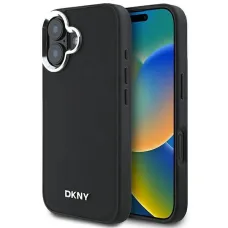 DKNY Egyszerű Ezüst Logó MagSafe iPhone 16 Tok - Fekete