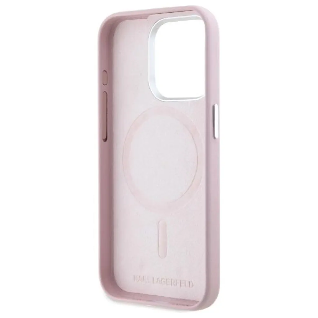  iPhone 15 Pro 6.1" pink Karl Lagerfeld KLHMP15LPGMSRPP FW Metal Plate MagSafe hardcase tok - 7