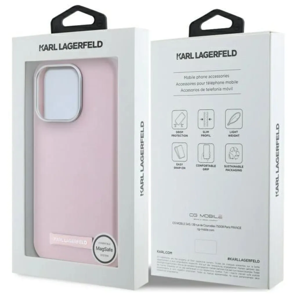  iPhone 15 Pro 6.1" pink Karl Lagerfeld KLHMP15LPGMSRPP FW Metal Plate MagSafe hardcase tok - 8
