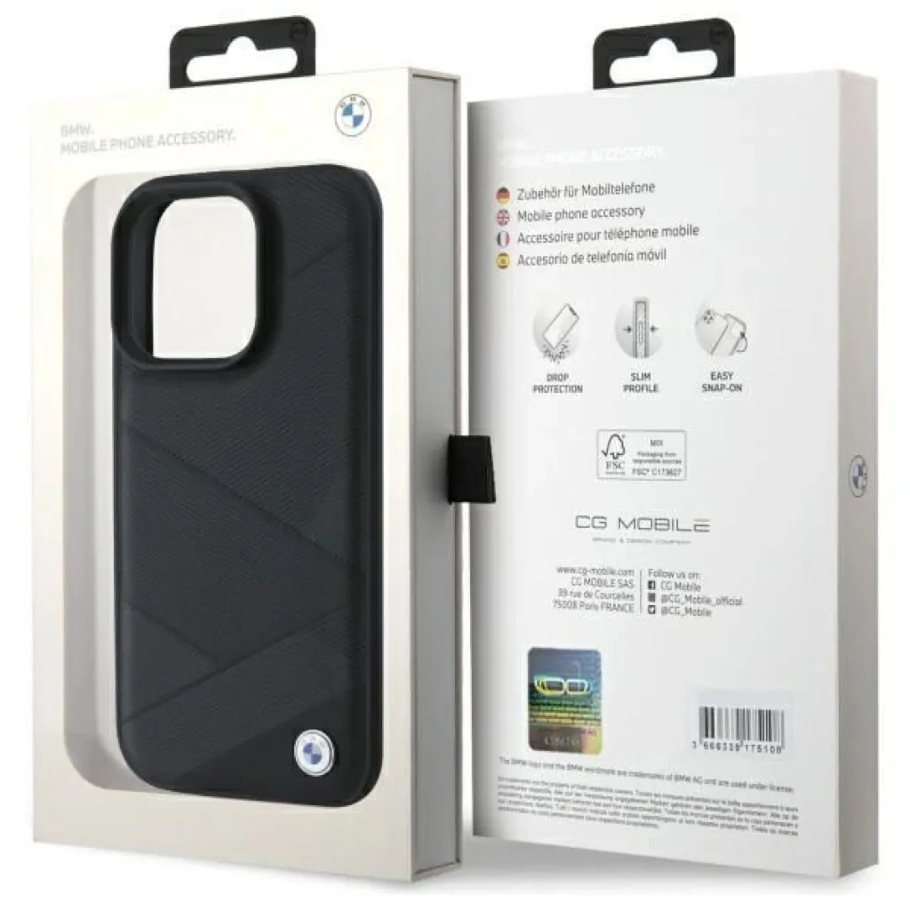  iPhone 16 Pro Max 6.9" fekete/fekete BMW Sign Leather Crossing Lines Pattern tok BMHCP16X23RCGPK - 8