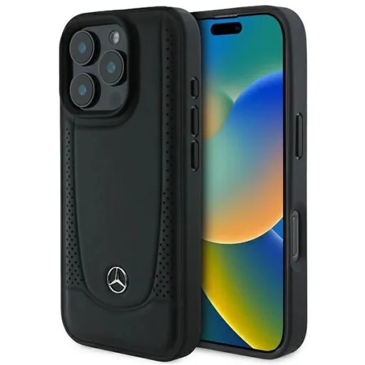 Mercedes Leather Urban iPhone 16 Pro tok - Fekete