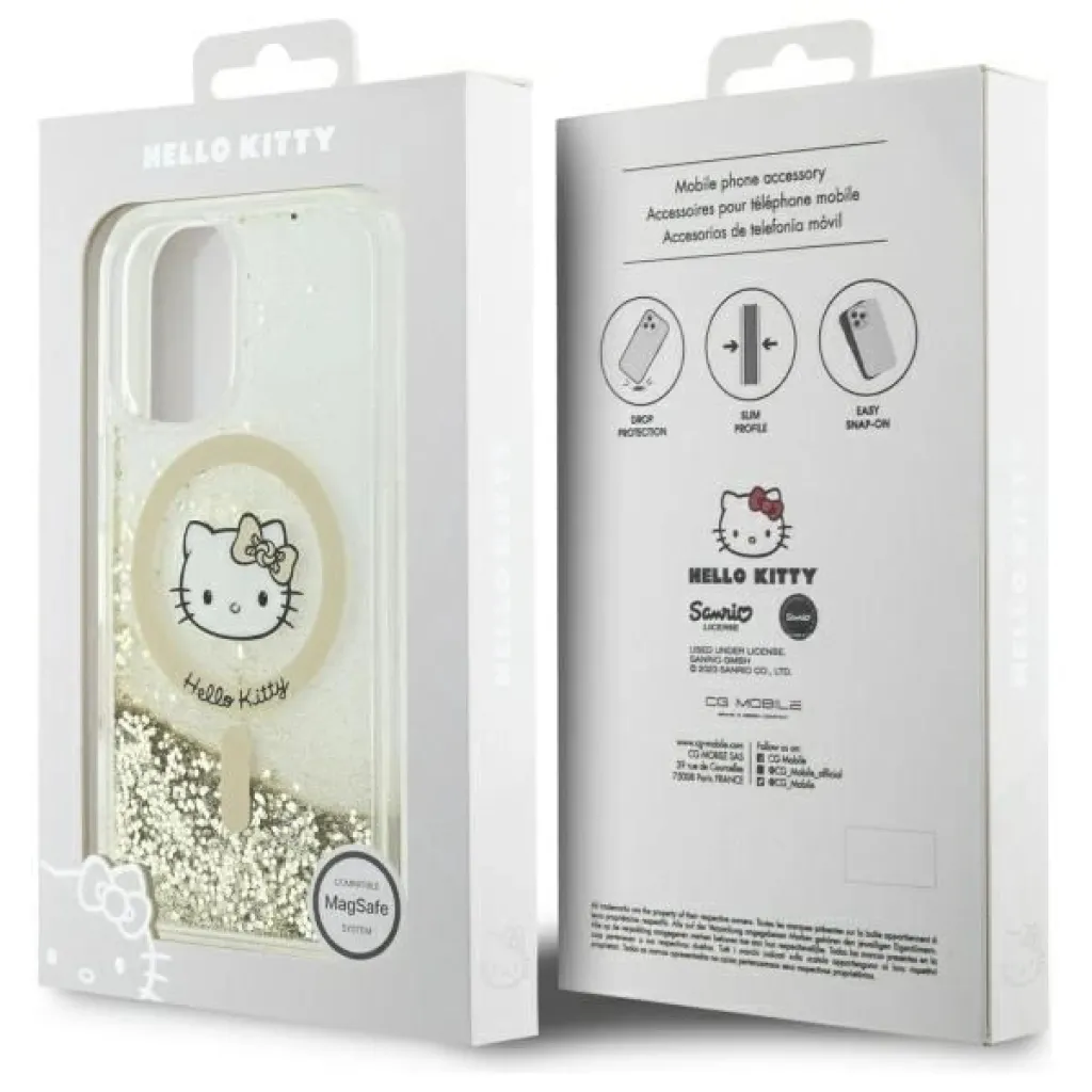 Hello Kitty HKHMP16SLGDIH iPhone 16 6.1" fehér arany kemény tok Liquid Glitter Fever MagSafe tok - 8