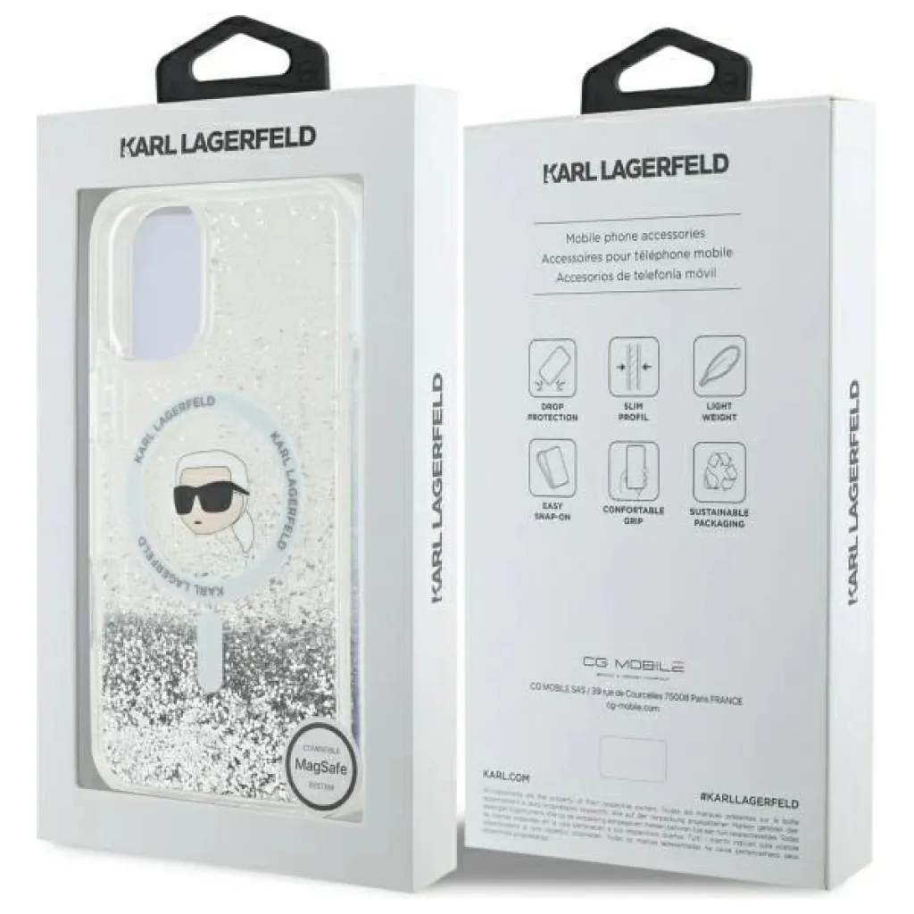  iPhone 16 Plus 6.7" átlátszó Karl Lagerfeld Liquid Glitter Karl Head Magsafe KLHMP16MLGKISGH tok - 8
