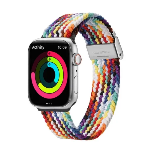 DUX DUCIS Mixture II nyújtható fonott szíj Apple Watch 42 / 44 / 45 mm szivárvány