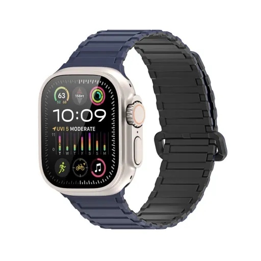 DUX DUCIS KJ nylon szíj Apple Watch 42/44/45/49 mm fekete/kék