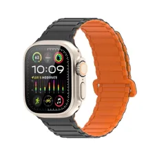 DUX DUCIS KJ nylon szíj Apple Watch 42/44/45/49mm fekete/narancssárga