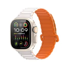 DUX DUCIS KJ nylon szíj Apple Watch 42 / 44 / 45 / 49 mm Silver/Orange