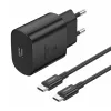 Foneng EU51 USB-C 25W hálózati töltő + USB-C - USB-C kábel (fekete) - 0. kép