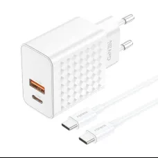 Foneng EU41 USB-C + USB-A hálózati töltő 20W + USB-C - USB-C kábel (fehér)