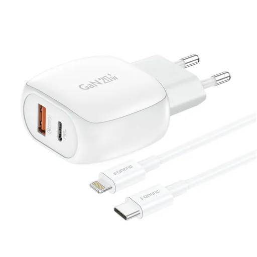 Foneng EU41 USB-C+ USB-A 20W töltő + USB-C - Lightning kábel (fehér)