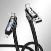 USB-C/USB-A to USB-C/Lightning 4 az 1-ben kábel 1.2m 240W RGB (szürke) - 1. kép