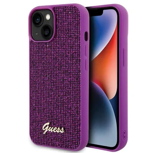 GUESS tok iPHONE 13 / 14 / 15 GUHCP15SPMSDGSF (Disco Metal Script) fukszia tok