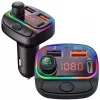 Bluetooth 5.0 FM transmitter 2x USB + 1xPD USB-C fekete - 1. kép