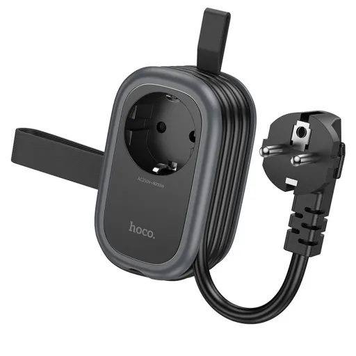 HOCO multifunkcionális elosztó 1 aljzat + 2 x USB A + Type C EU szabványok 4000W 3,1A NS6 1,1 m fekete
