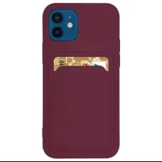 Card Case szilikon tok kártyatartóval dokumentumokhoz Xiaomi Redmi 10X 4G / Xiaomi Redmi Note 9 Burgundi tok