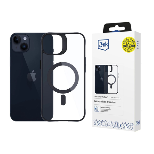 3mk Satin Armor MagCase Magsafe kompatibilis tok iPhone 14 Plus-hoz - Átlátszó fekete kerettel tok 3mk Satin Armor MagCase Magsafe kompatibilis tok iPhone 14 Plus-hoz - Átlátszó fekete kerettel tok