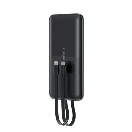 Choetech B654 10000mAh 22.5W USB-A / USB-C / micro USB powerbank beépített USB-C / Lightning kábellel - fekete