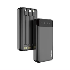 Dudao nagy kapacitású powerbank 3 beépített kábellel 20000mAh USB Type C + micro USB + Lightning fekete (Dudao K6Pro+)
