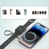 CHOETECH 10000mAh LED kijelzős powerbank Type-C és Lightning kábel csatlakozóval és mágneses vezeték nélküli töltővel mobilhoz és órához - 4. kép
