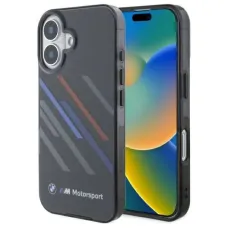 BMW Motosport IML Random Stripes iPhone 16 Plus tok - Fekete