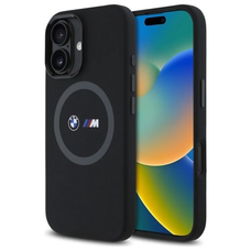 BMW M Szilikon Nyomtatott Gyűrű MagSafe iPhone 16 tok - Fekete
