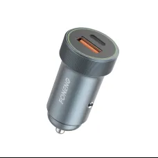 Foneng autós töltő C16 - USB + Type C - PD 30W 3A ezüst