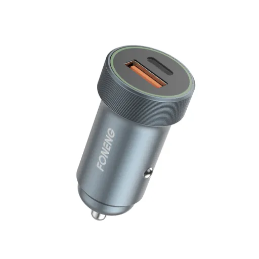 Foneng autós töltő C16 - USB + Type C - PD 30W 3A ezüst