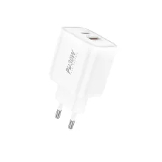 Foneng fali töltő EU52 - USB + Type-C - QC 3.0 PD 30W fehér