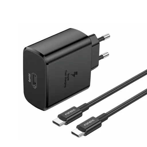 Foneng Fali töltő EU62 GaN - Type C - PD 45W Type C-Type C kábellel fekete