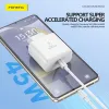 Foneng Fali töltő EU62 GaN - Type C - PD 45W Type C - Type C kábellel fehér - 0. kép