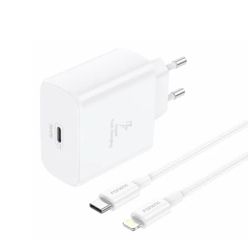 Foneng EU62 GaN hálózati töltő - Type C - PD 45W Type C - Lightning kábellel fehér