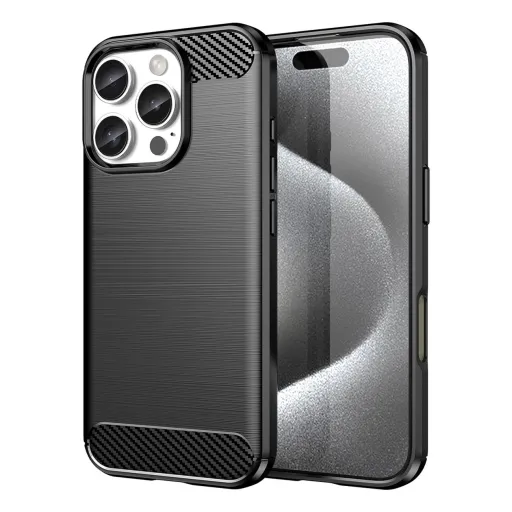 Carbon Case iPhone 16 Pro Max szilikon tok - Fekete tok