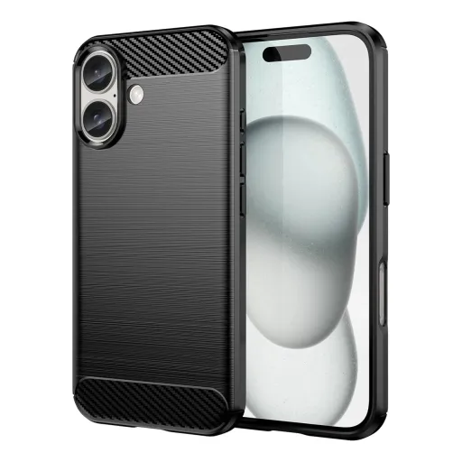 Carbon Case iPhone 16 Plus szilikon tok - Fekete tok