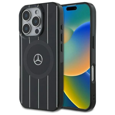 Mercedes MB Dupla Réteg Keresztvonalas MagSafe iPhone 16 Pro Tok - Fekete