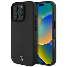 Mercedes Textured And Plain Leather MagSafe tok iPhone 16 Pro Max - fekete tok