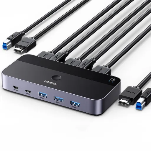 Ugreen CM664 HDMI kapcsoló 2 az 1-ben KVM switch - fekete