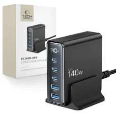 TECH-PROTECT DC140W-GAN 5-PORT ASZTALI TÖLTŐ PD140W/QC3.0 FEKETE