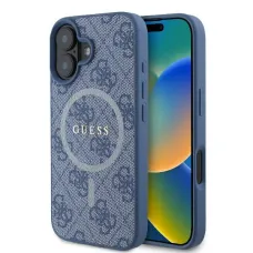 Eredeti Guess Tok IPHONE 16 PLUS Hardcase 4G Ring Classic Logo MagSafe (GUHMP16MG4GFRB) kék tok