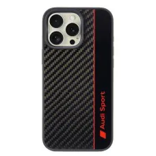 Eredeti tok IPHONE 16 PRO MAX Audi Carbon Fiber Stripe (AUS-TPUPCIP16PM-R8/D1-BK) fekete tok