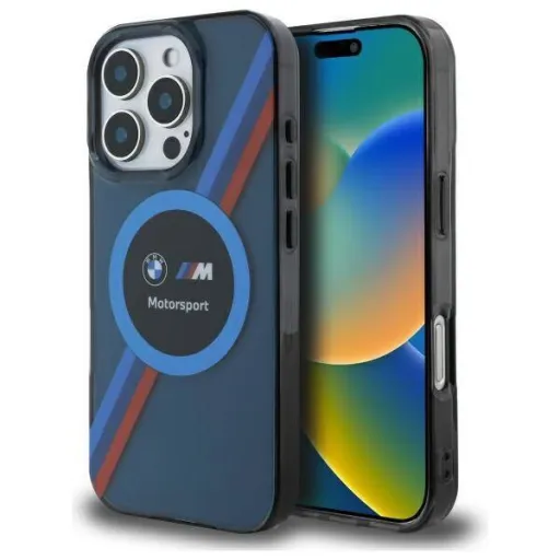 Eredeti iPhone 16 Pro Max BMW Hardcase Motorsport IML Circle MagSafe tok (BMHMP16X23HTPUV) sötétkék