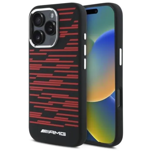 Eredeti tok IPHONE 16 PRO MAX AMG Hardcase Szilikon Grafika MagSafe (AMHMP16X24SSRRK) fekete tok